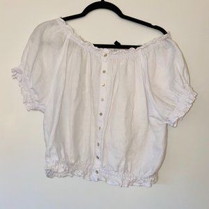 Zara White Linen Off The Shoulder Blouse